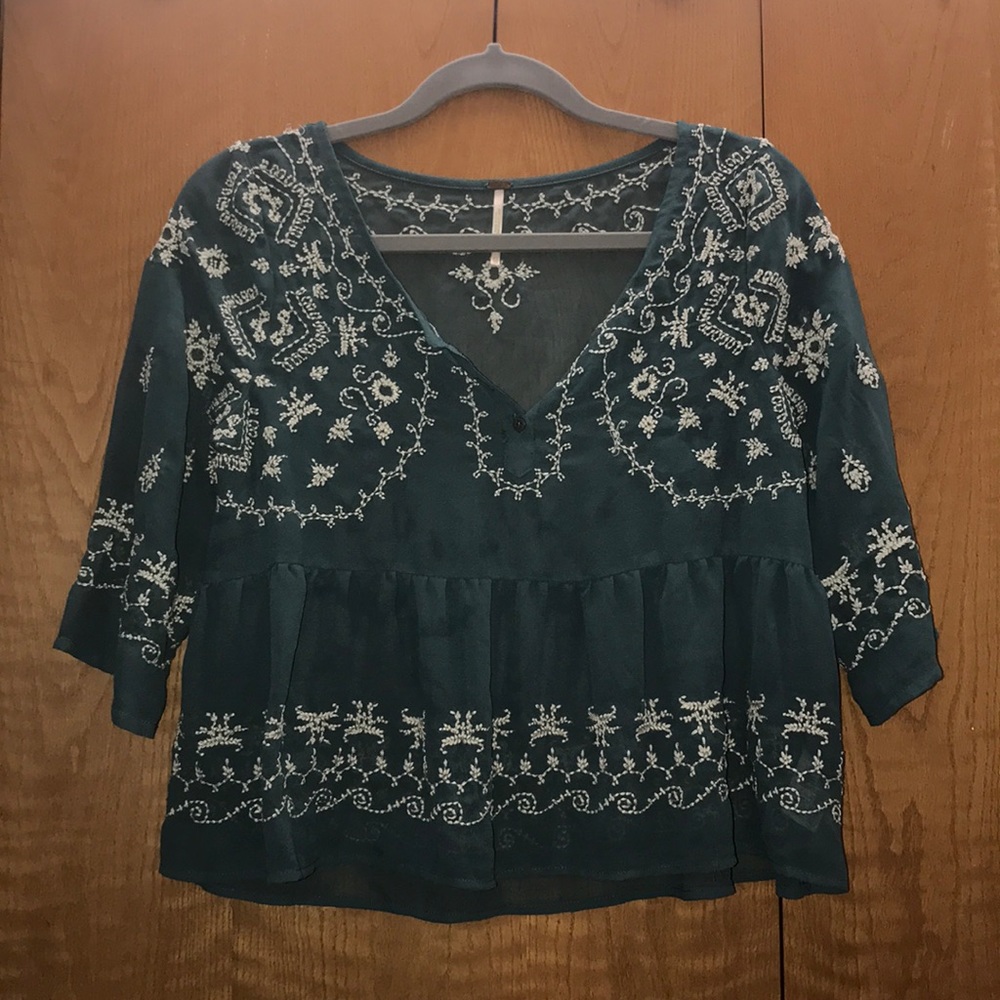 Free People turquoise babydoll top